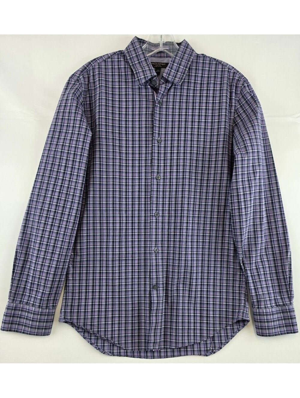 Banana Republic Slim Fit Men's Purple Plaid Button-Up Shirt Size Small